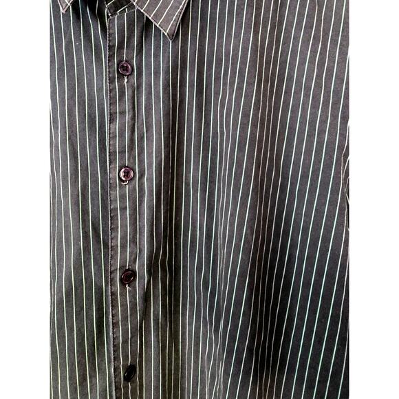 Large Volcom Button Up Pinstripe Business Casual Black Long Sleeve Skater Shirt - Picture 3 of 7